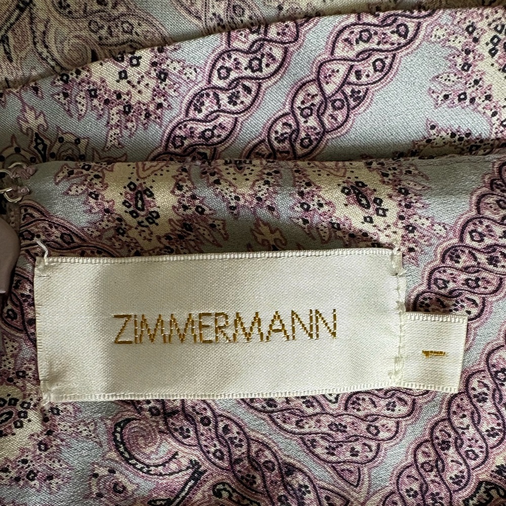 Zimmermann Silk Print Faux Wrap Skirt Size 1 | Light Blue Lavender - Picture 7 of 9